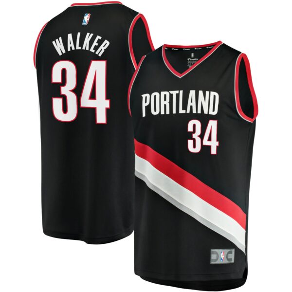 Jabari Walker Portland Trail Blazers Fanatics Fast Break Replica Jersey - Icon Edition - Black - Image 2