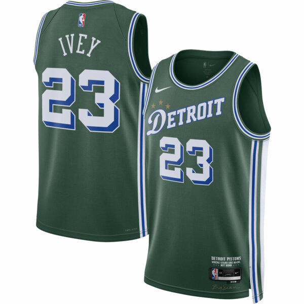 Jaden Ivey Detroit Pistons Nike 2022/23 Swingman Jersey - City Edition - Green - Image 2