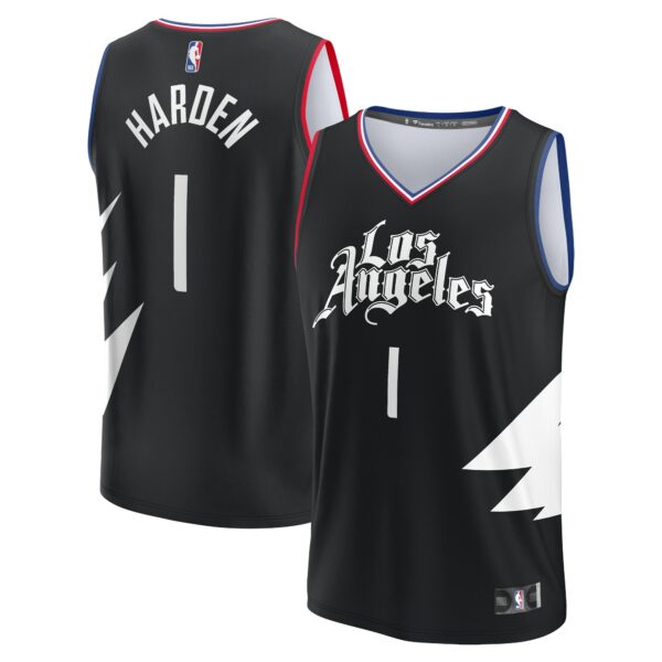James Harden LA Clippers Fanatics Youth Fast Break Player Jersey - Statement Edition - Black - Image 2