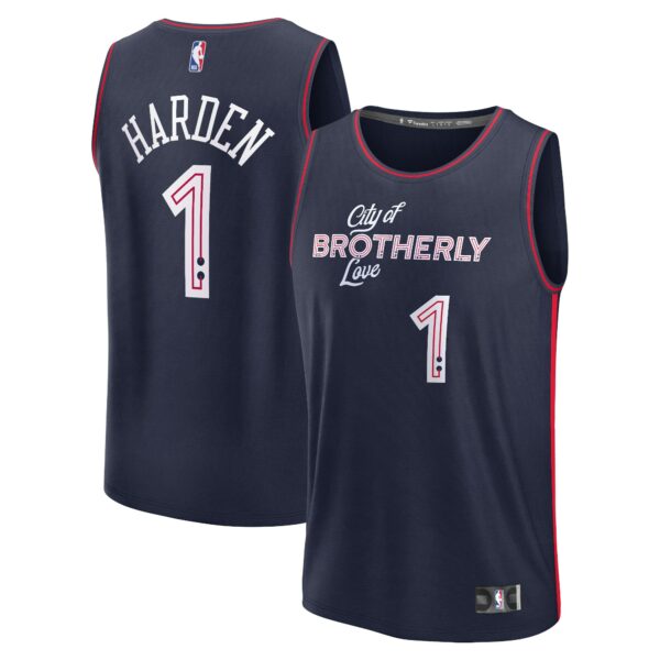 James Harden Philadelphia 76ers Fanatics Fast Break Jersey - Navy - City Edition - Image 2