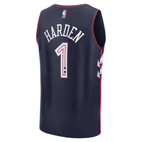 James Harden Philadelphia 76ers Fanatics Fast Break Jersey - Navy - City Edition - Image 4
