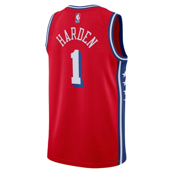 James Harden Philadelphia 76ers Jordan Brand Unisex Swingman Jersey - Statement Edition - Red - Image 4