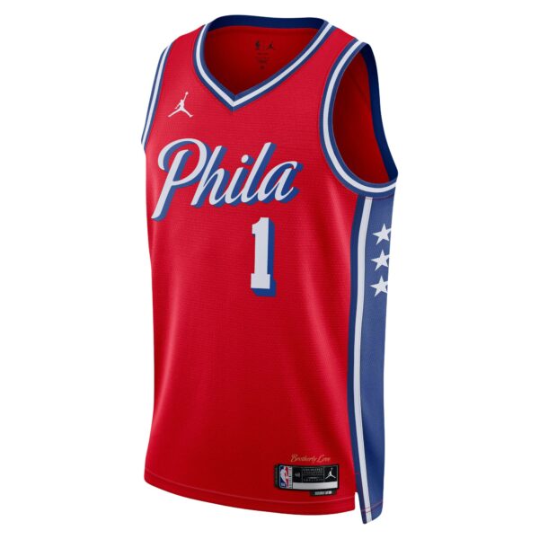 James Harden Philadelphia 76ers Jordan Brand Unisex Swingman Jersey - Statement Edition - Red - Image 3
