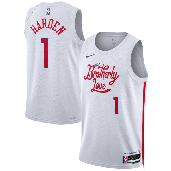 James Harden Philadelphia 76ers Nike Unisex 2022/23 Swingman Jersey - City Edition - White - Image 2
