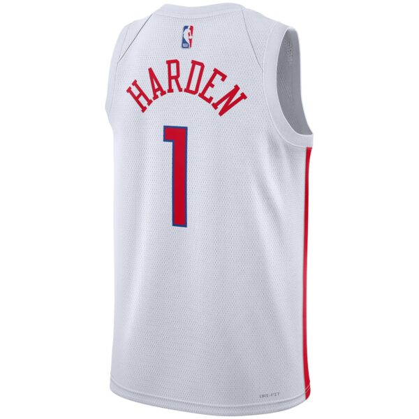 James Harden Philadelphia 76ers Nike Unisex 2022/23 Swingman Jersey - City Edition - White - Image 4