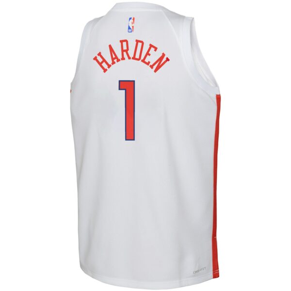James Harden Philadelphia 76ers Nike Youth 2022/23 Swingman Jersey - City Edition - White - Image 4