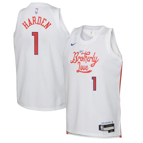 James Harden Philadelphia 76ers Nike Youth 2022/23 Swingman Jersey - City Edition - White - Image 2