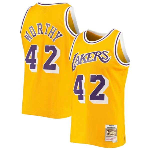 James Worthy Los Angeles Lakers Mitchell & Ness 1984/85 Hardwood Classics Swingman Jersey - Gold - Image 2
