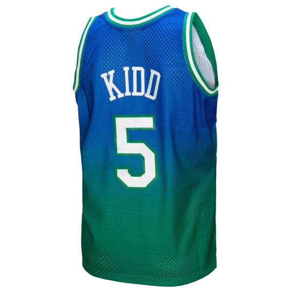 Jason Kidd Dallas Mavericks Mitchell & Ness 1994/95 Hardwood Classics Fadeaway Swingman Player Jersey - Green/Navy - Image 4