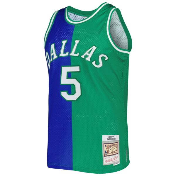 Jason Kidd Dallas Mavericks Mitchell & Ness Hardwood Classics 1994/95 Split Swingman Jersey - Blue/Green - Image 3