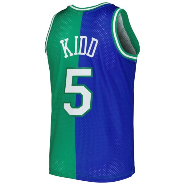 Jason Kidd Dallas Mavericks Mitchell & Ness Hardwood Classics 1994/95 Split Swingman Jersey - Blue/Green - Image 4