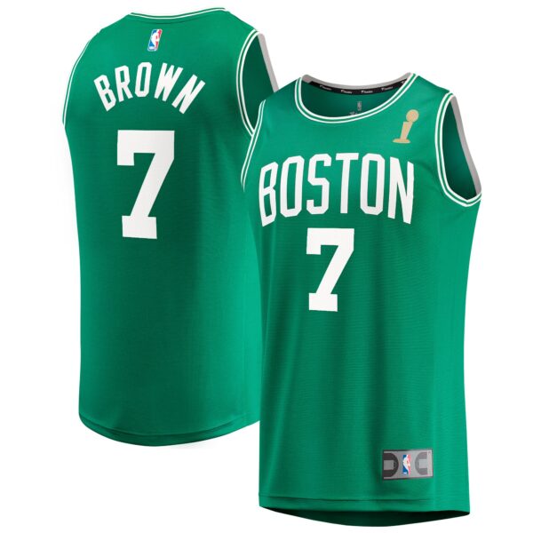 Jaylen Brown Boston Celtics Fanatics Youth 2024 NBA Finals Champions Fast Break Replica Player Jersey - Kelly Green - Icon Edition - Image 2