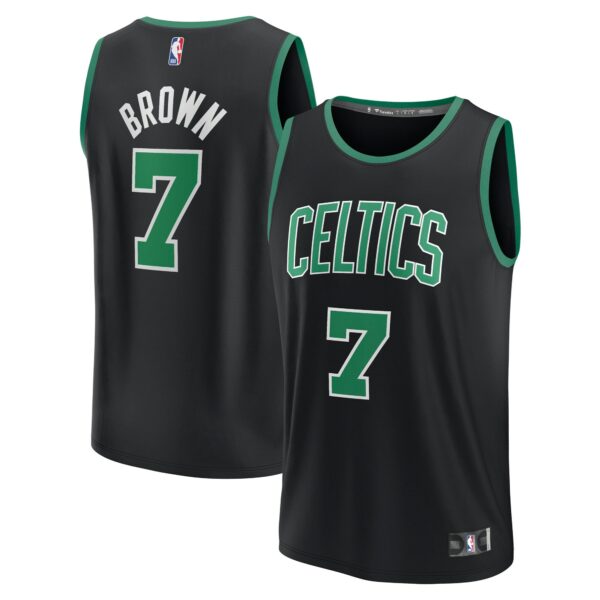Jaylen Brown Boston Celtics Fanatics Youth Fast Break Replica Player Jersey - Statement Edition - Black - Image 2
