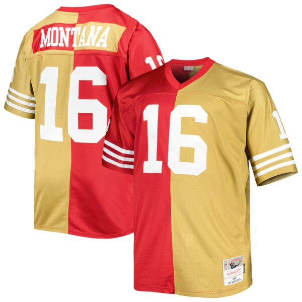 Joe Montana San Francisco 49ers Mitchell & Ness Big & Tall Split Legacy Retired Player Replica Jersey - Scarlet-Gold