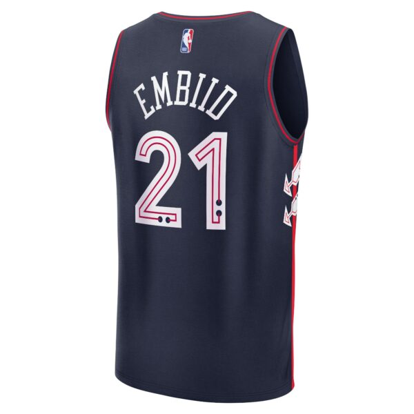 Joel Embiid Philadelphia 76ers Fanatics Fast Break Jersey - Navy - City Edition - Image 4