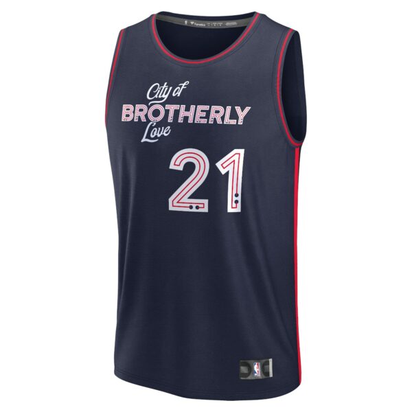 Joel Embiid Philadelphia 76ers Fanatics Fast Break Jersey - Navy - City Edition - Image 3