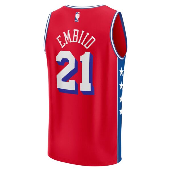 Joel Embiid Philadelphia 76ers Fanatics Fast Break Replica Player Jersey - Statement Edition - Red - Image 4