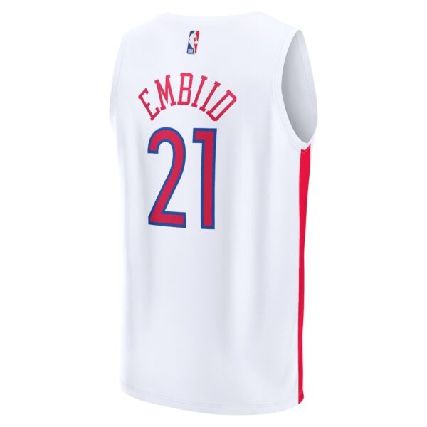 Joel Embiid Philadelphia 76ers Fanatics Fastbreak Jersey - City Edition - White - Image 4