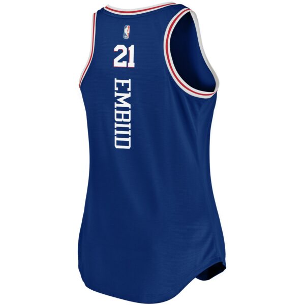 Joel Embiid Philadelphia 76ers Fanatics Women's Fast Break Team Tank Jersey - Icon Edition - Royal - Image 4