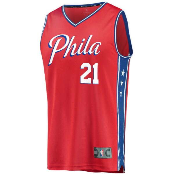 Joel Embiid Philadelphia 76ers Fanatics Youth 2019/20 Fast Break Replica Player Team Jersey - Statement Edition - Red - Image 3