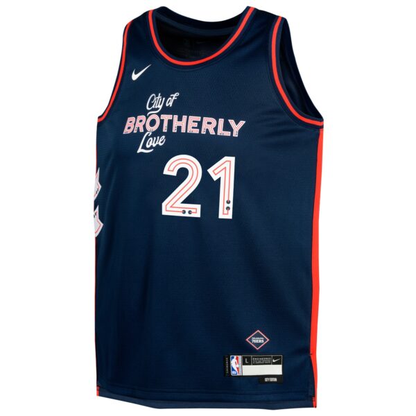 Joel Embiid Philadelphia 76ers Nike Youth  Swingman Replica Jersey - City Edition - Navy - Image 3