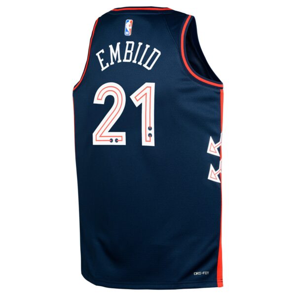 Joel Embiid Philadelphia 76ers Nike Youth  Swingman Replica Jersey - City Edition - Navy - Image 4