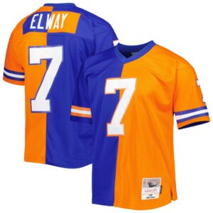 John Elway Denver Broncos Mitchell & Ness 1990 Split Legacy Replica Jersey - Royal-Orange