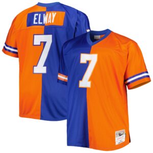John Elway Denver Broncos Mitchell & Ness Big & Tall Split Legacy Retired Player Replica Jersey - Royal-Orange