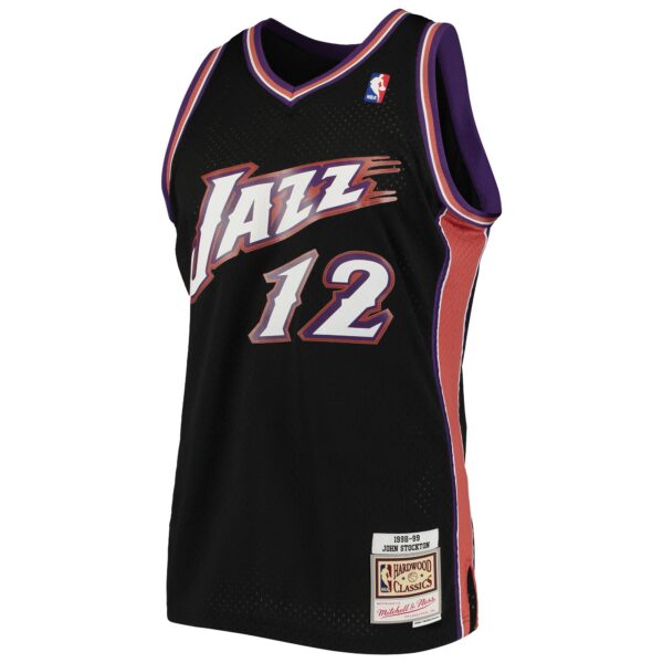 John Stockton Utah Jazz Mitchell & Ness 1998/99 Hardwood Classics Swingman Jersey - Black - Image 3