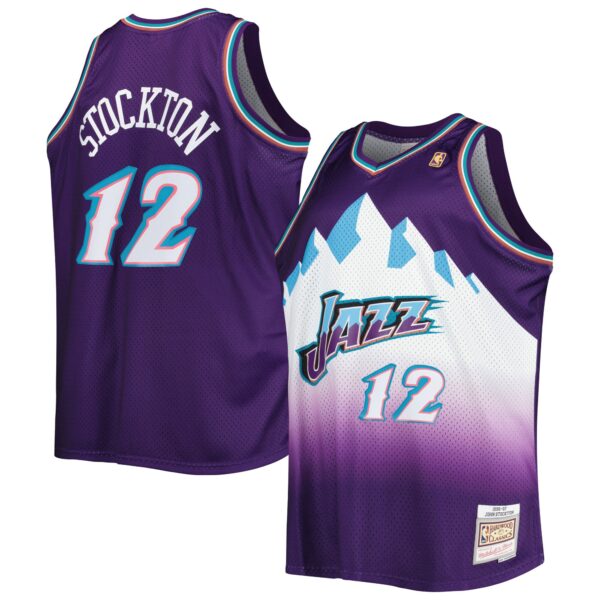 John Stockton Utah Jazz Mitchell & Ness Big & Tall Hardwood Classics 1996/97 Swingman Jersey - Purple - Image 2