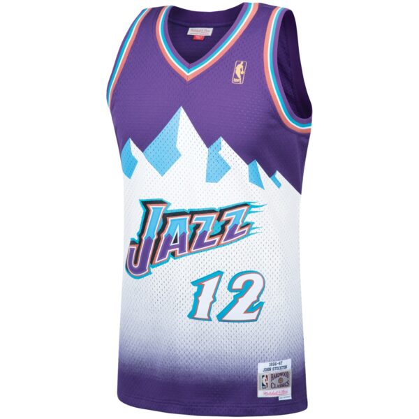 John Stockton Utah Jazz Mitchell & Ness Hardwood Classics Swingman Jersey - Purple - Image 3