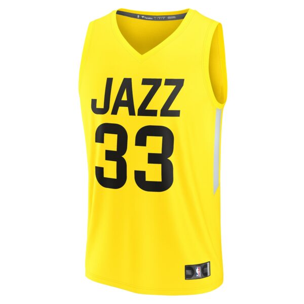 Johnny Juzang Utah Jazz Fanatics Fast Break Replica Player Jersey - Icon Edition - Yellow - Image 3