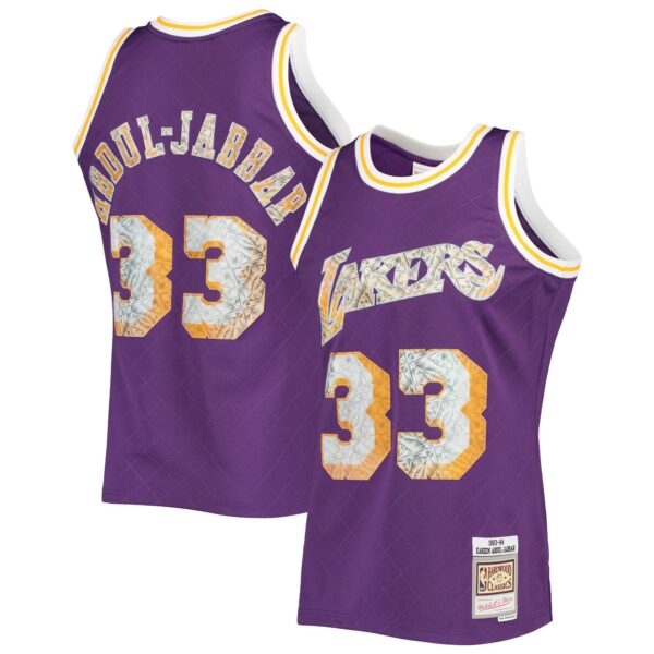 Kareem Abdul-Jabbar Los Angeles Lakers Mitchell & Ness 1996-97 Hardwood Classics NBA 75th Anniversary Diamond Swingman Jersey - Purple - Image 2