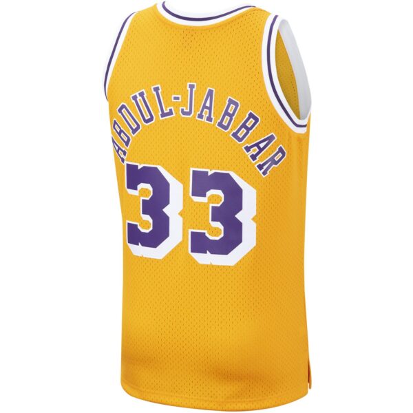 Kareem Abdul-Jabbar Los Angeles Lakers Mitchell & Ness Hardwood Classics Swingman Jersey - Gold - Image 4