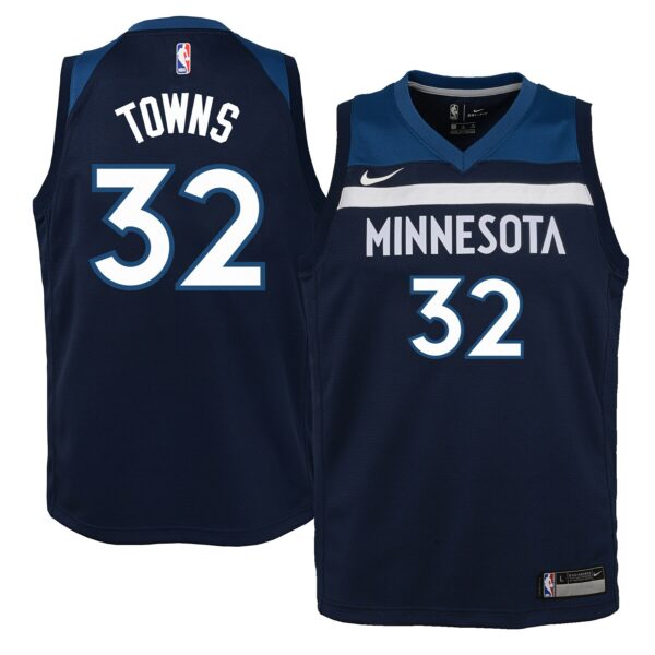 Karl-Anthony Towns Minnesota Timberwolves Nike Youth Swingman Jersey Navy - Icon Edition - Image 2
