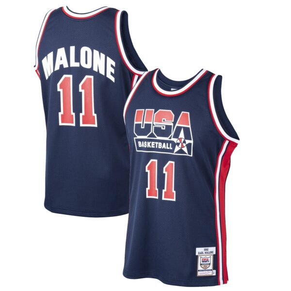 Karl Malone USA Basketball Mitchell & Ness 1992 Dream Team Authentic Jersey - Navy - Image 2