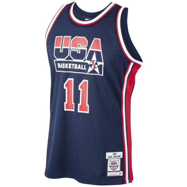 Karl Malone USA Basketball Mitchell & Ness 1992 Dream Team Authentic Jersey - Navy - Image 3