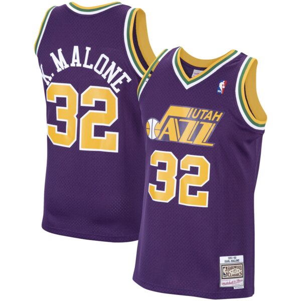 Karl Malone Utah Jazz Mitchell & Ness 1991/92 Hardwood Classics Swingman Jersey - Purple - Image 2