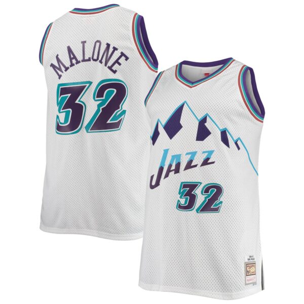 Karl Malone Utah Jazz Mitchell & Ness 1996/97 Big & Tall Hardwood Classics Swingman Jersey - White - Image 2