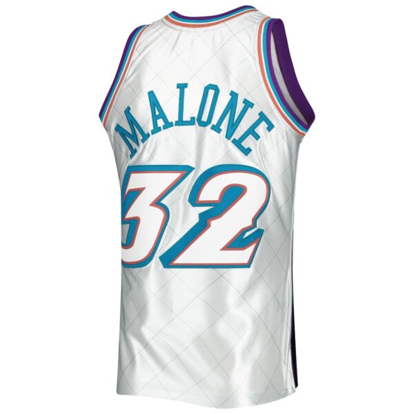 Karl Malone Utah Jazz Mitchell & Ness 1996/97 Hardwood Classics 75th Anniversary Swingman Jersey - Platinum - Image 4