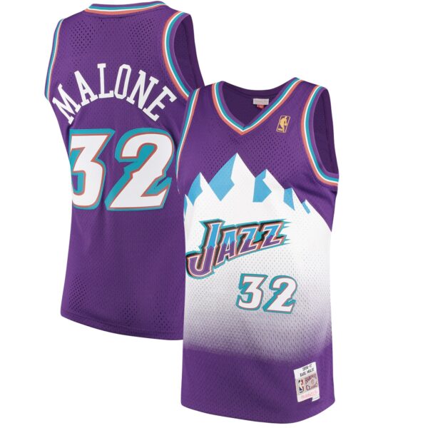Karl Malone Utah Jazz Mitchell & Ness 1996/97 Hardwood Classics Swingman Jersey - Purple - Image 2