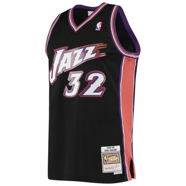 Karl Malone Utah Jazz Mitchell & Ness 2001/02 Hardwood Classics Swingman Jersey - Black - Image 3