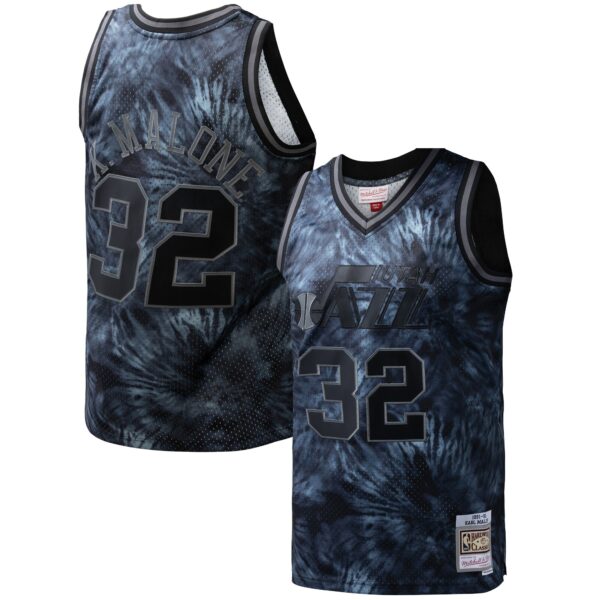 Karl Malone Utah Jazz Mitchell & Ness Hardwood Classics 1991/92 Tie-Dye Swingman Jersey - Black - Image 2