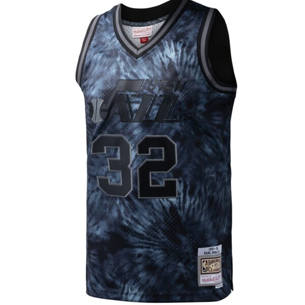 Karl Malone Utah Jazz Mitchell & Ness Hardwood Classics 1991/92 Tie-Dye Swingman Jersey - Black - Image 3