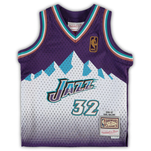 Karl Malone Utah Jazz Mitchell & Ness Infant 1996/97 Retired Player Jersey - Purple - Image 3