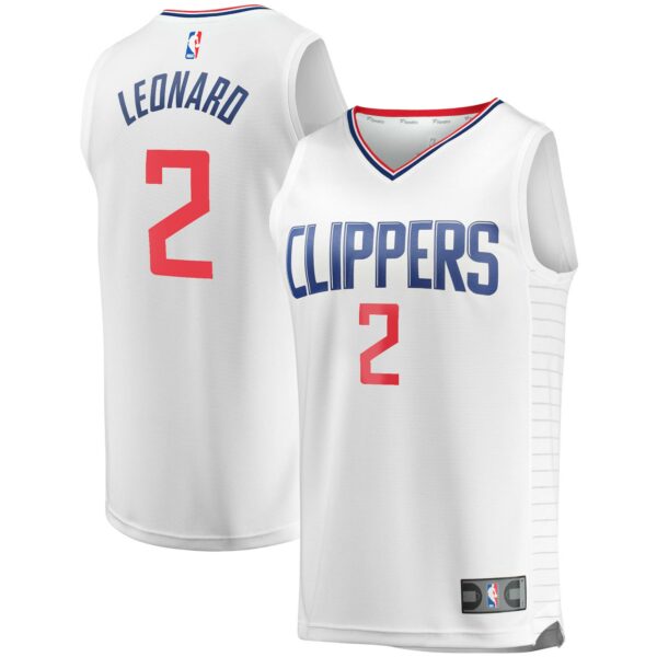 Kawhi Leonard LA Clippers Fanatics Youth 2020/21 Fast Break Player Jersey - White - Association Edition - Image 2