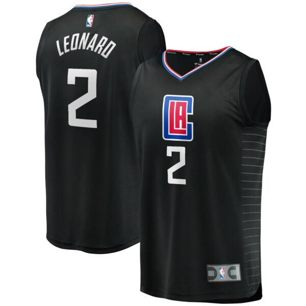 Kawhi Leonard LA Clippers Fanatics Youth Fast Break Player Jersey - Black - Statement Edition - Image 2