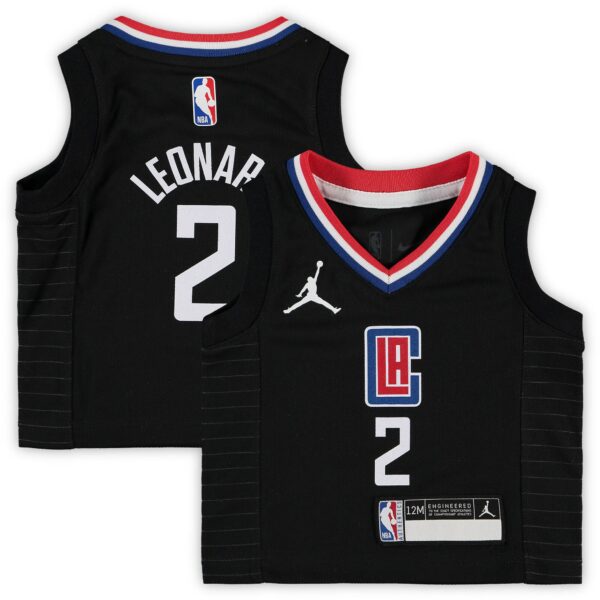 Kawhi Leonard LA Clippers Jordan Brand Infant 2020/21 Jersey - Statement Edition - Black - Image 2