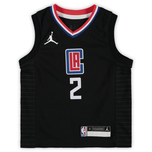 Kawhi Leonard LA Clippers Jordan Brand Preschool 2020/21 Fast Break Replica Jersey - Statement Edition - Black - Image 3