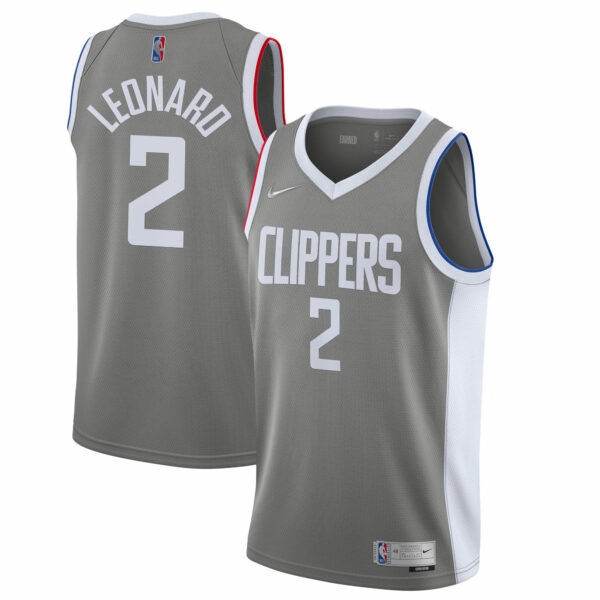 Kawhi Leonard LA Clippers Nike 2020/21 Swingman Player Jersey Gray - Earned Edition - Image 2